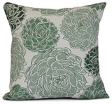 18x18", Floral Outdoor Pillow, Green