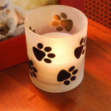 Glass Led Candles, Paw Prints, Set of 2