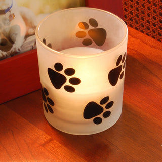 Glass Led Candles, Paw Prints, Set of 2