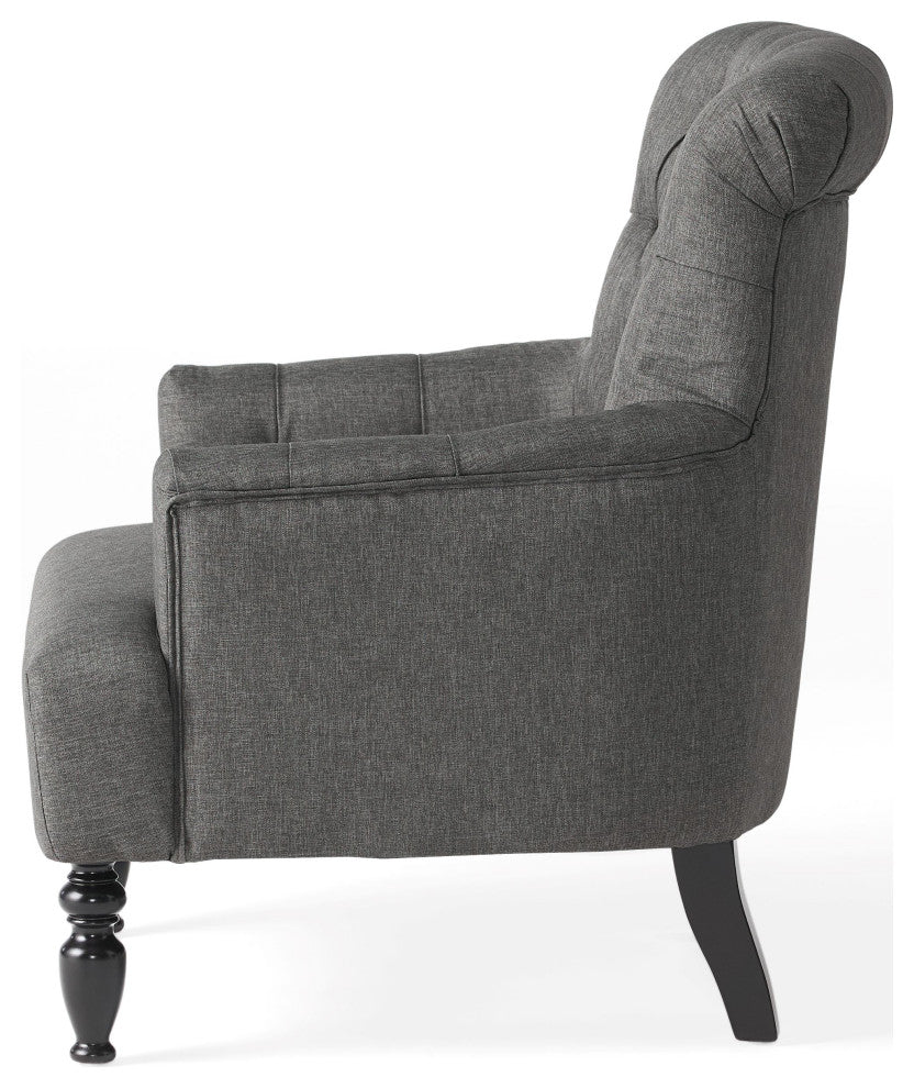 GDF Studio Byrnes Contemporary Button-Tufted Fabric Club Chair With Rolled Backr