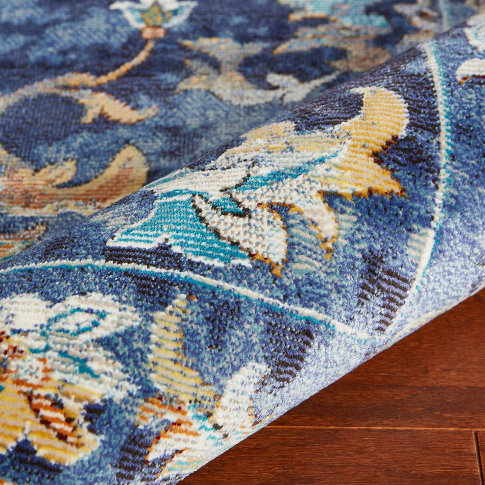 4??x 6??Blue and Gold Jacobean Area Rug