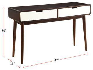 Sofa Table with 2 Drawers, Espresso and White