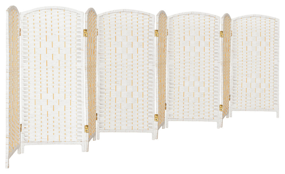 3 ft. Short Diamond Weave Fiber Room Divider White 8 Panel