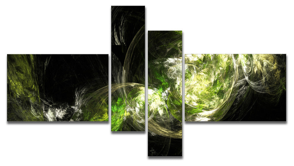 Billowing Smoke Green, Abstract Canvas art print, 60"x32", 4 panels