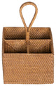 Loma Rattan Bottle and Silverware Caddy, Honey-Brown