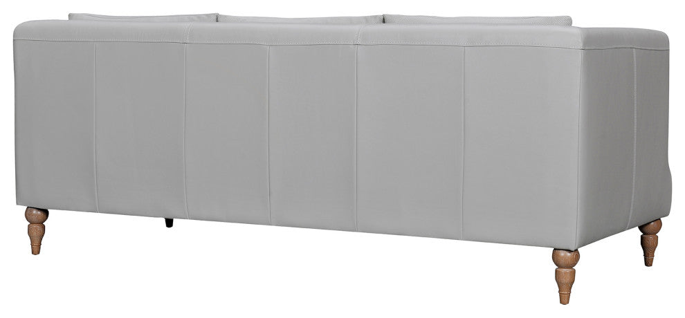 Vincenza 85" Dark Brown Leather Sofa, Dove Gray