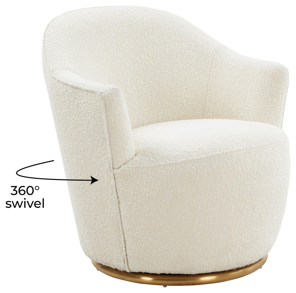 Skyla Boucle Swivel Chair, Beige