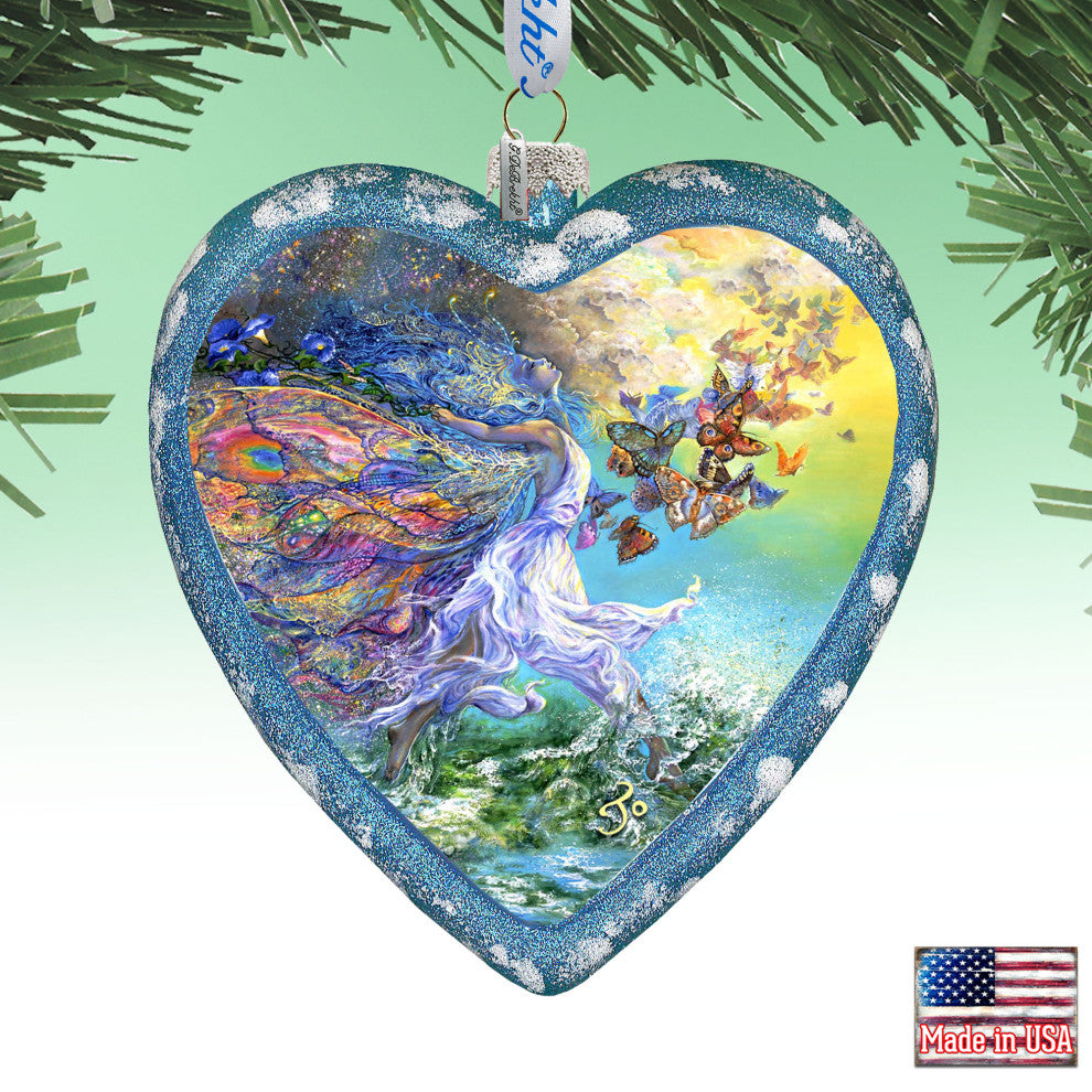 Butterfly Fairy Heart Glass Ornament Limited Edition