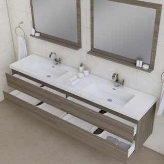 Paterno 84" Wall Mounted Double Bathroom Vanity With Sink, Gray