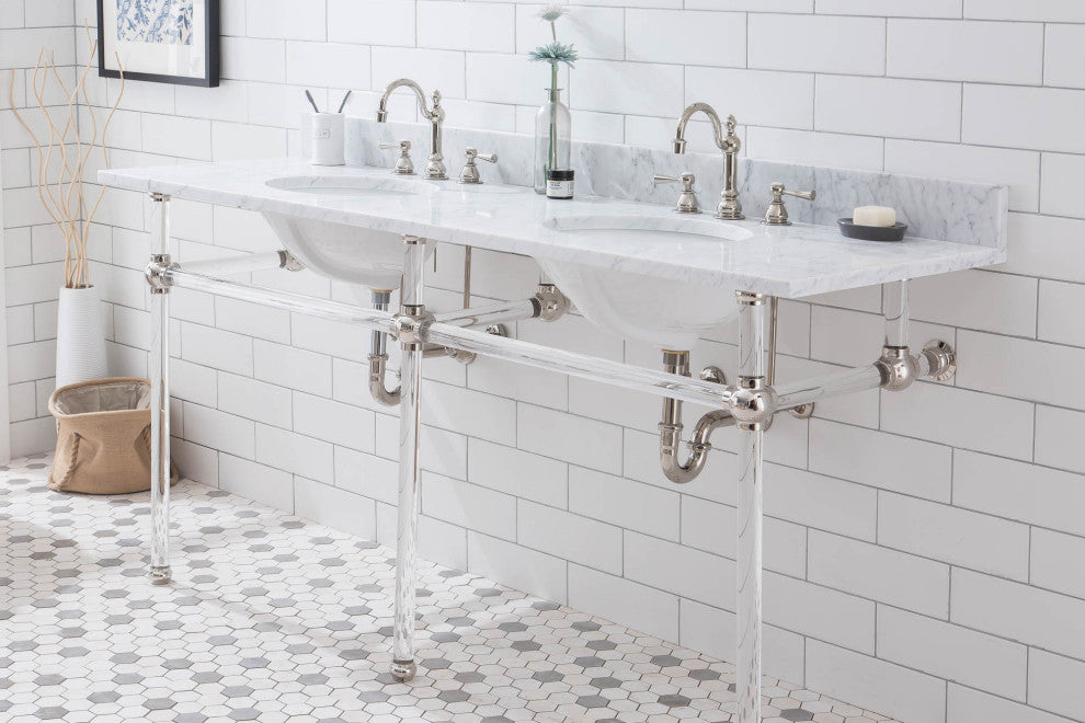 Empire 72" Wide Double Wash Stand, P-Trap, Countertop With Basin, Faucet