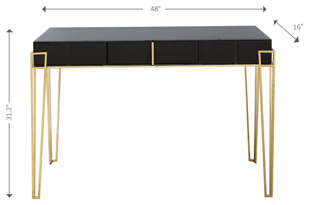 Black Mirrored Console Table