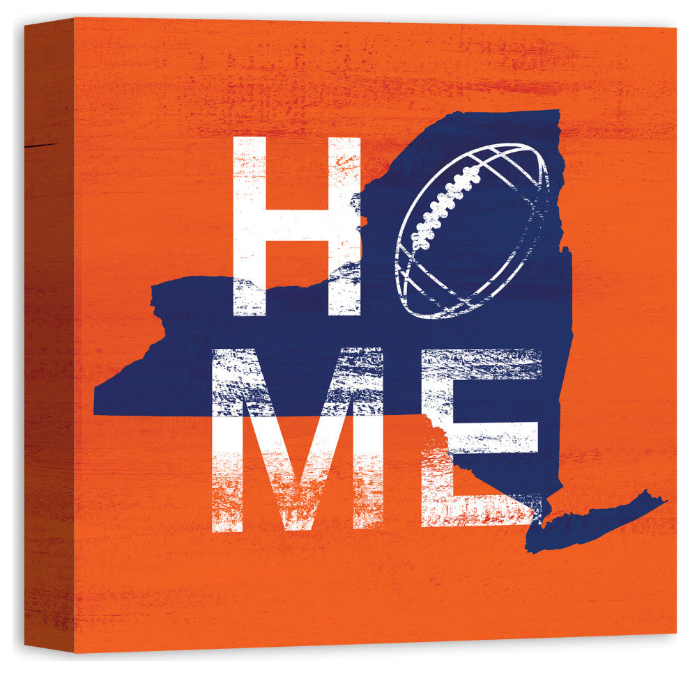 New York Football State Pride 16x16 Canvas Wall Art, Navy/Orange