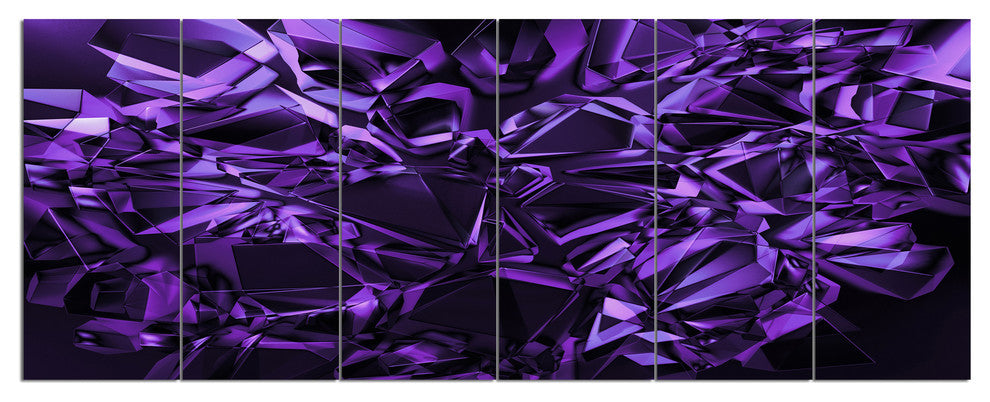 Purple Crystal Texture Design, Abstract Canvas Art Print, 70"x28", 6 Panels