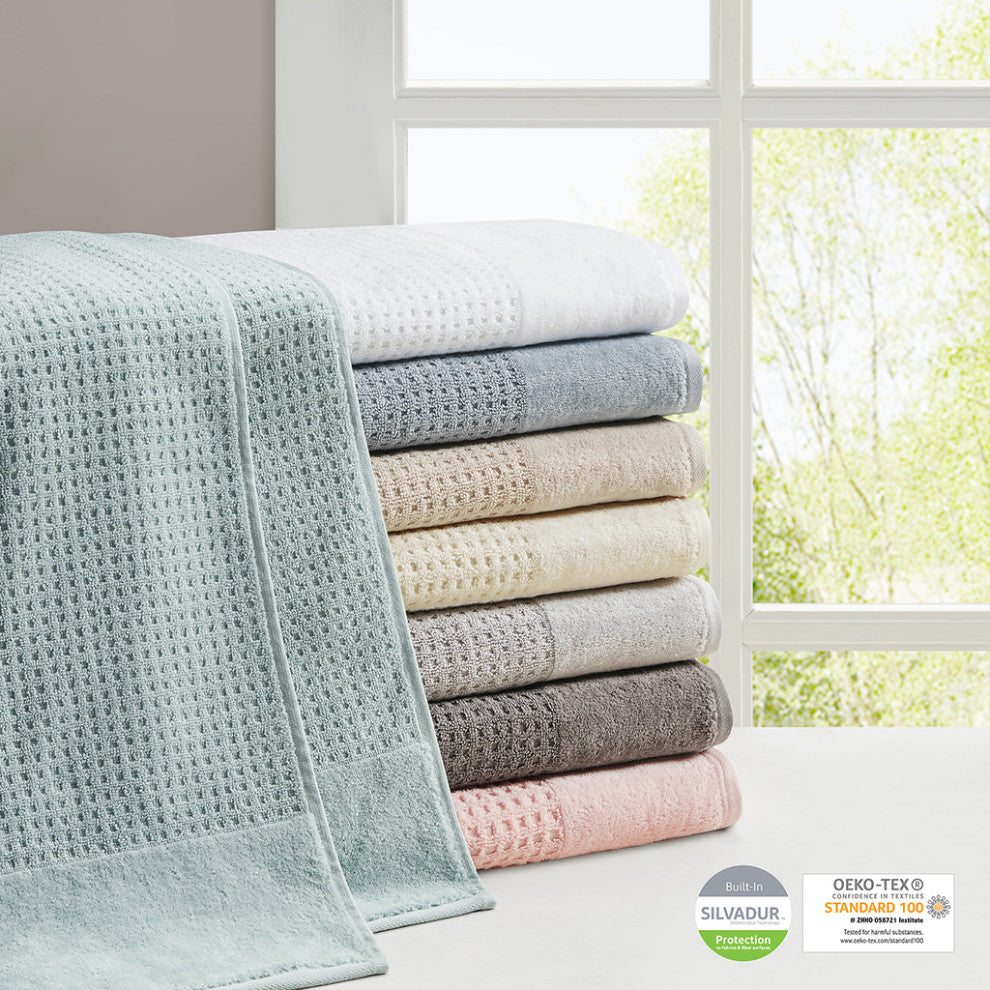 Madison Park Spa Waffle Cotton Waffle Antimicrobial Bath Towel 6 Piece Set
