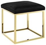 Anticipate Velvet Ottoman, Gold Black