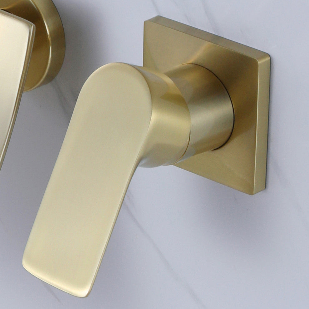 Wall Mounted Single Handle Bathroom Sink Faucet, Brushed Gold