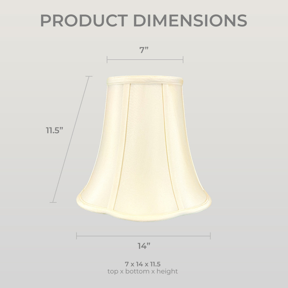 Royal Designs Bottom Scalloped Bell Lamp Shade, Eggshell, 7x14x11.5, Set of 2