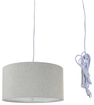 2 Light Swag Plug-In Pendant 14"w Textured Oatmeal with Diffuser, White Cord