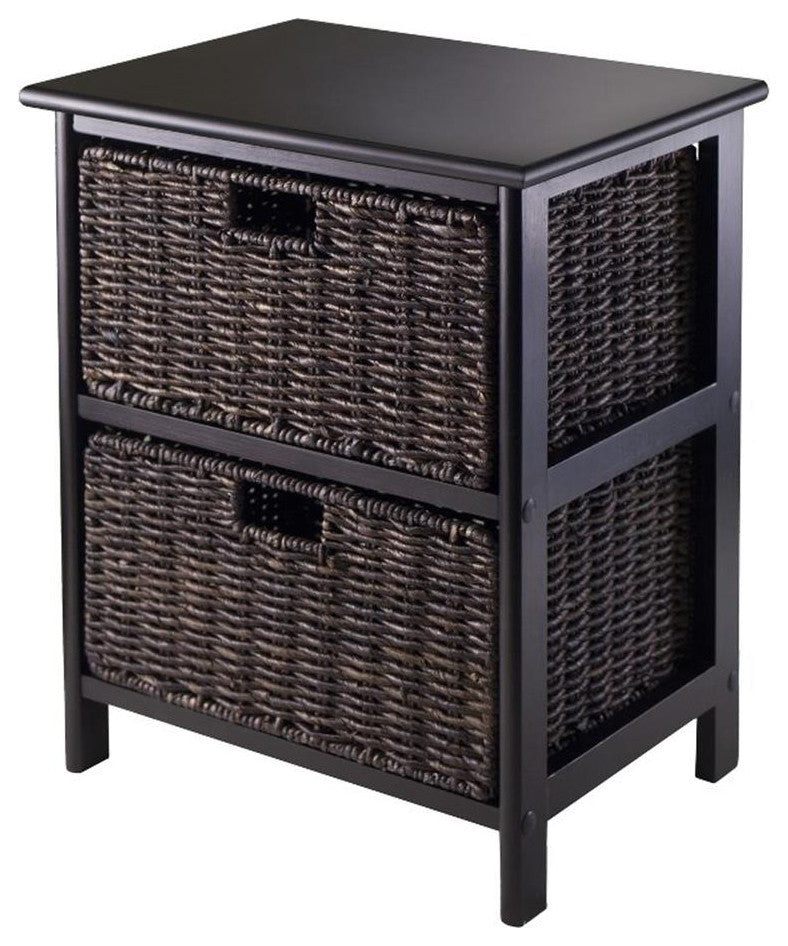 Winsome Omaha Transitional Solid Wood Storage Rack w/ 2 Foldable Baskets - Black