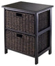 Winsome Omaha Transitional Solid Wood Storage Rack w/ 2 Foldable Baskets - Black