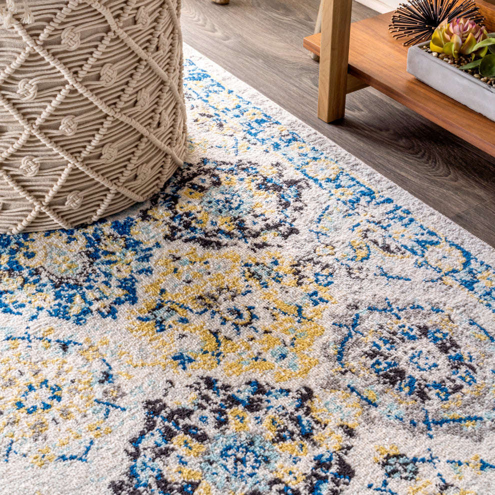 Modern Persian Boho Vintage Trellis Blue/Multi 2' x 8' Runner Rug