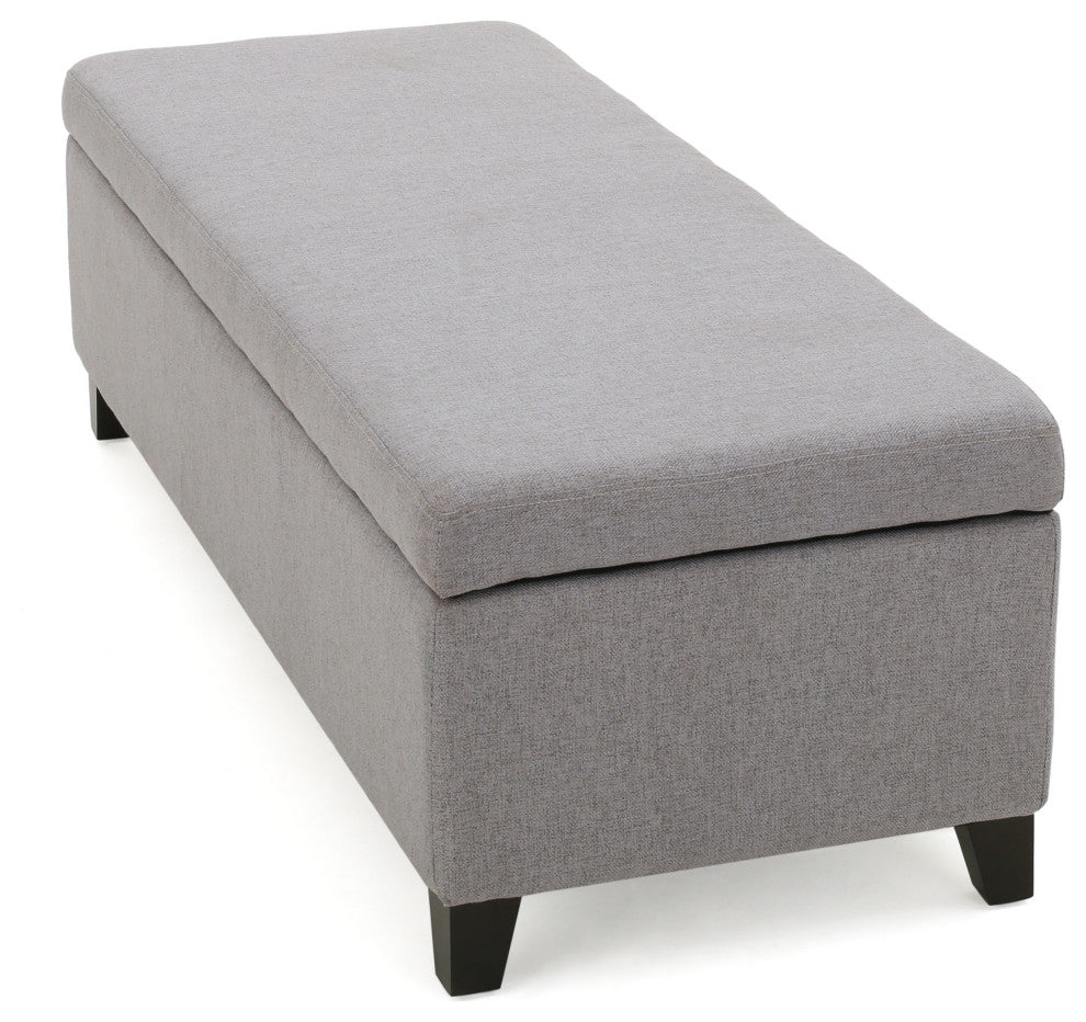 GDF Studio Charlotte Fabric Storage Ottoman, Light Gray