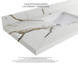 Cambridge 36" Right Offset Bath Vanity in Evergreen 2" Calacatta Gold