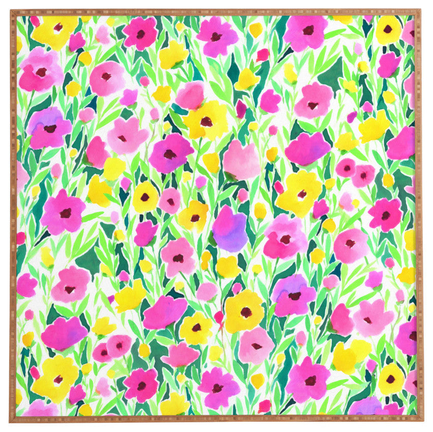 Deny Designs Jacqueline Maldonado Flower Field Pink Yellow Framed Wall Art