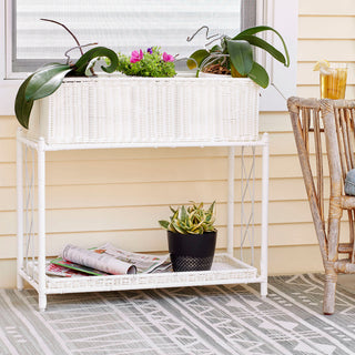 Raised Two Tier Plant Stand With Two Interchangeable Shelves