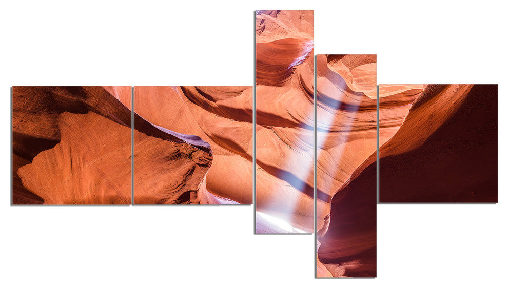 Light to Antelope Canyon, Landscape Photography Canvas Print, 60"x32", 5 panels