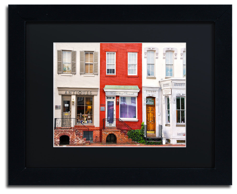 CATeyes 'Georgetown Shops DC' Matted Framed Art, Black Frame, Black Mat, 14x11