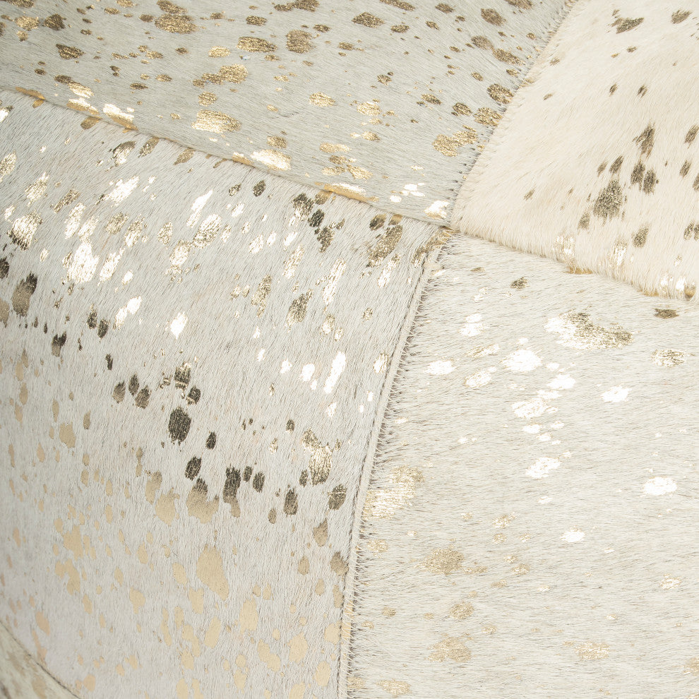 Butler Victorian Hair on Hide With Gold Spots Pouffe