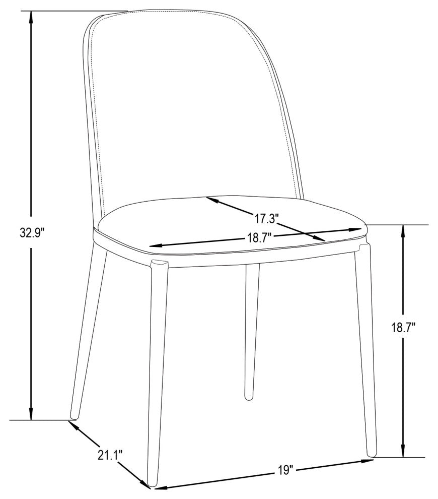 LeisureMod Tule Dining Chair With Upholstered Seat and White Steel Frame, Natural Wood/Brown