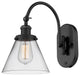 Cone Sconce, Matte Black, Clear, Clear