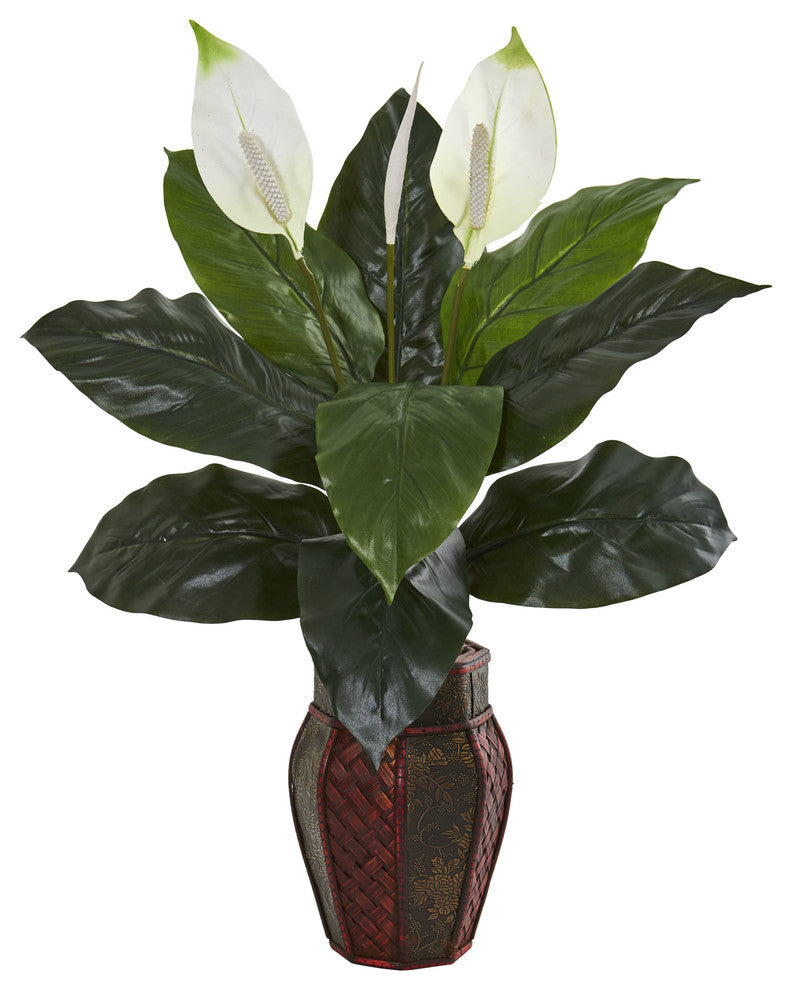 Nearly Natural Spathifyllum Artificial Plant in Decorative Planter