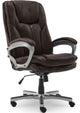 Modern Office Chair, Swivel Design With Faux Leather Seat & Padded Arms, Brown