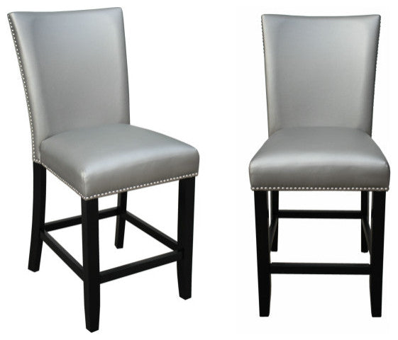 Camila Black Counter Chair, Set of 2, Silver