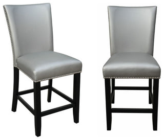 Camila Black Counter Chair, Set of 2, Silver