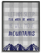 "Let Him Sleep Mountains Blue Plaid" 11x14, Framed Giclee Texturized Art