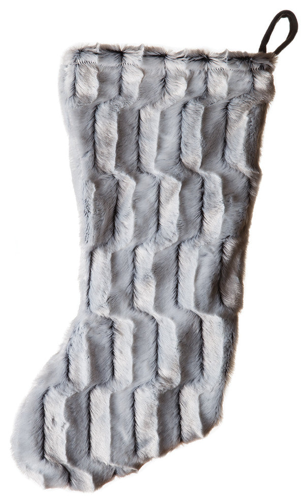 Faux Fur Christmas Stocking, Modern Grey Plush Rabbit