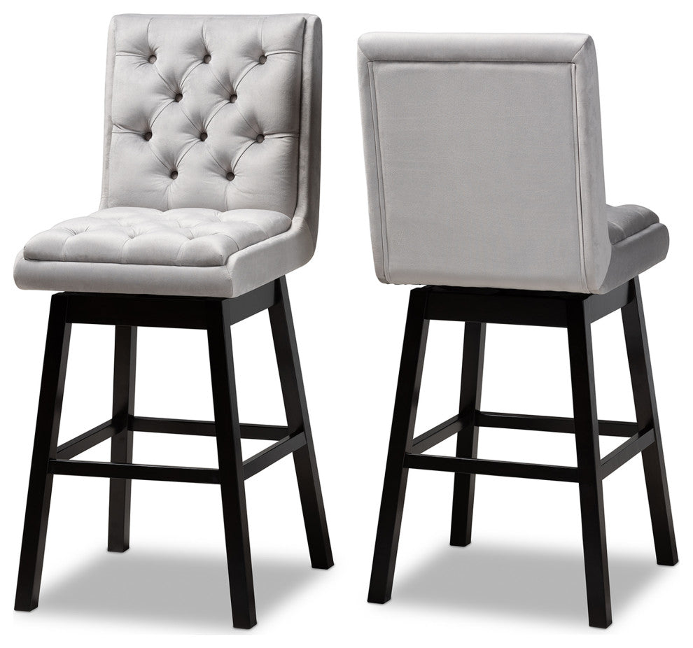 Hempstead Gray and Espresso Brown Finish 2-Piece Swivel Bar Stool Set