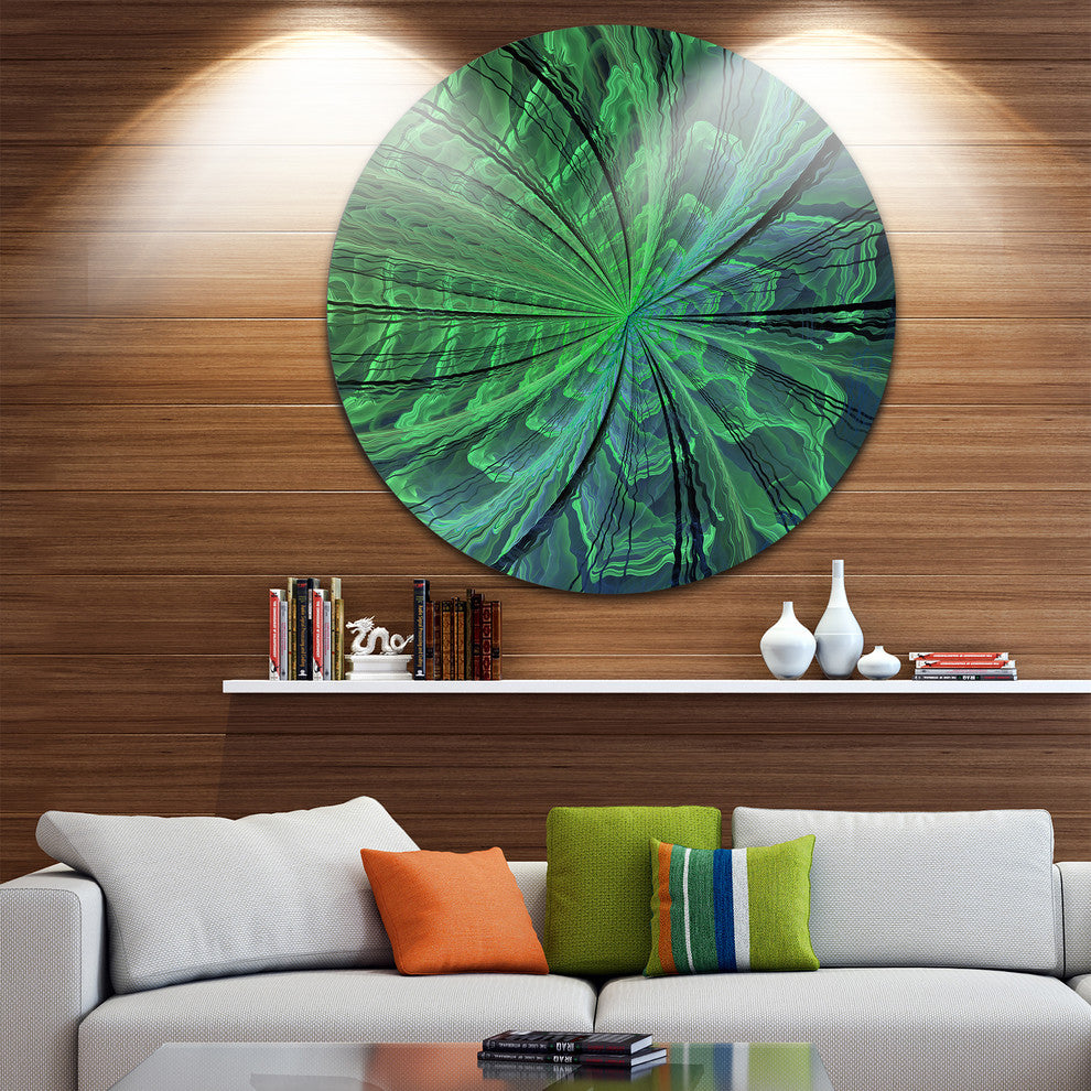 Symmetrical Soft Green Fractal Flower, Floral Disc Metal Wall Art, 23"
