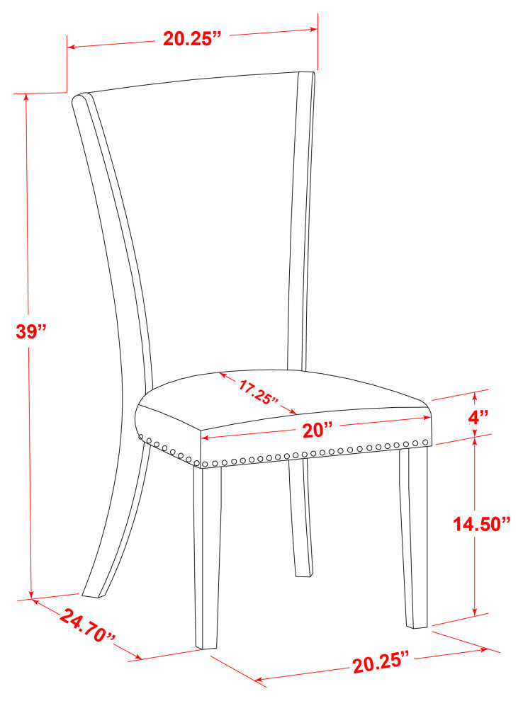 Set Of 2, Dining Room Chairs, Black Wooden Structure, Dark Gotham Grey Seat