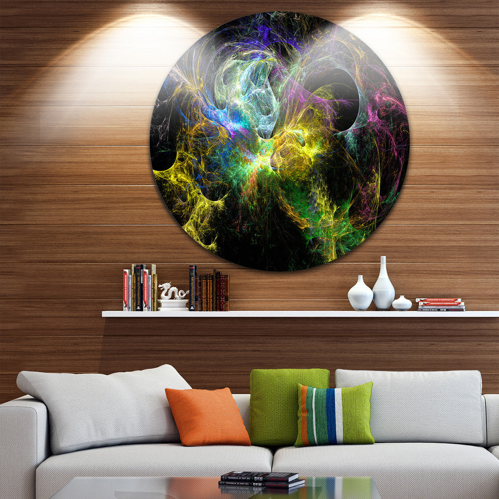 Wings Of Angels Yellow, Abstract Digital Art Round Wall Art, 23"