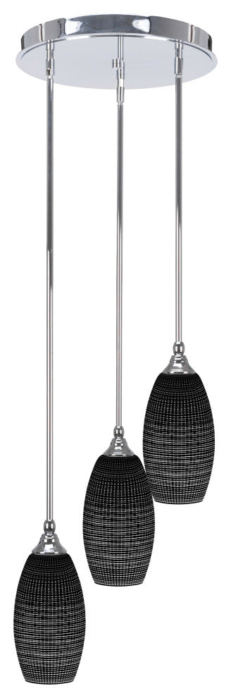 Empire 3-Light Cluster Pendalier, Chrome/Black Matrix