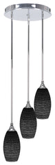 Empire 3-Light Cluster Pendalier, Chrome/Black Matrix