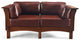 Mission Solid Quarter Sawn Oak and Leather Love Seat, Brown Leather