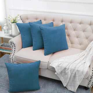 Supersoft Throw Pillow Cover 4 Piece Set, Storm Blue
