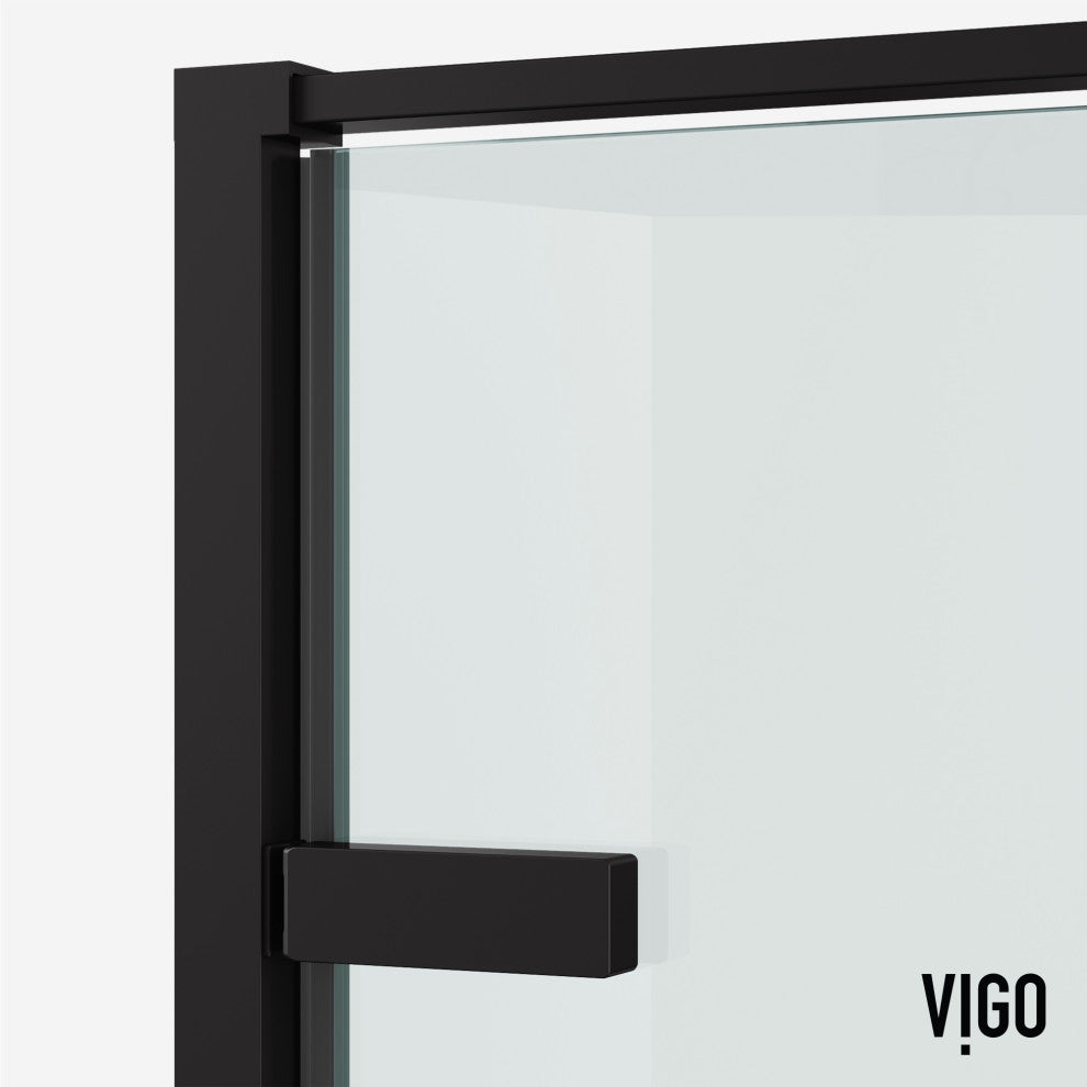 VIGO Meridian 34"D x 34"W x 73"H Framed Hinged Shower Enclosure, Matte Black