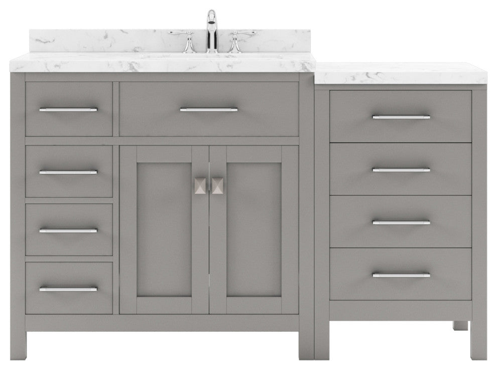 Caroline Parkway 57" Bath Vanity, Gray With Marble Quartz Top